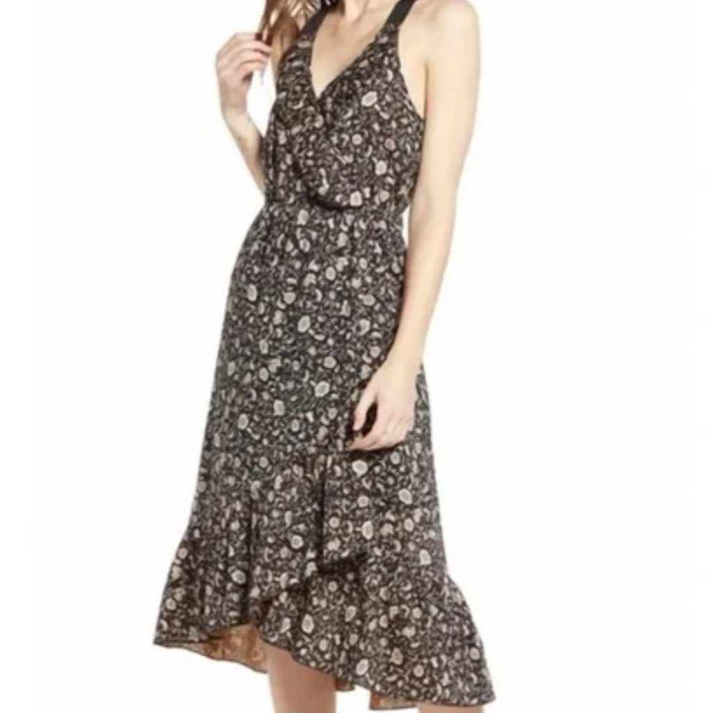 Scotch & Soda Maison Scotch Ruffled Midi Floral Summer Dress Casual Boho Chic